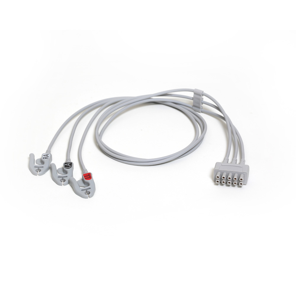 ECG Leadwire set, 3-lead, grabber, AHA, 74 cm/29 in, 1/pack